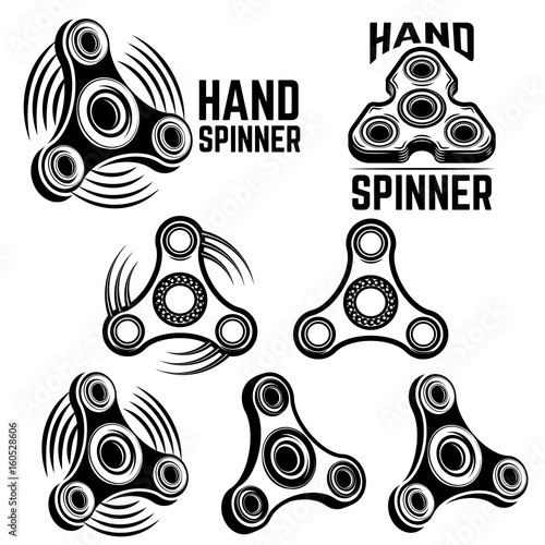 Set of the hand spinner labels isolated on white background. Design elements for logo, emblem, sign, badge. Vector illustration