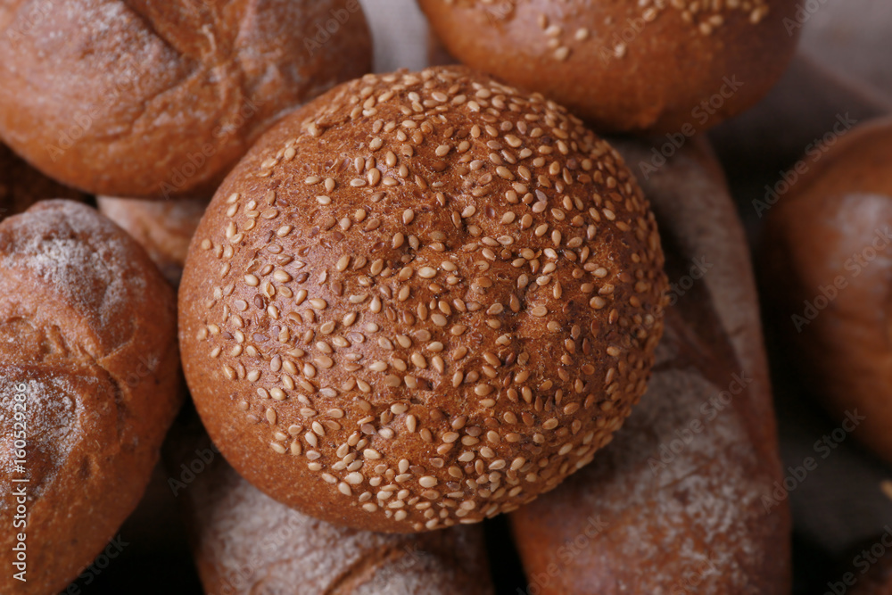 Loaves of delicious rye bread, closeup