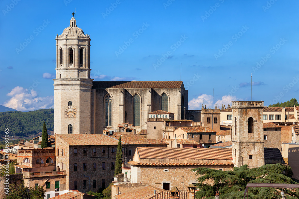 Girona Cityscape With Cathedral Of Saint Mary in Catalonia, Spain