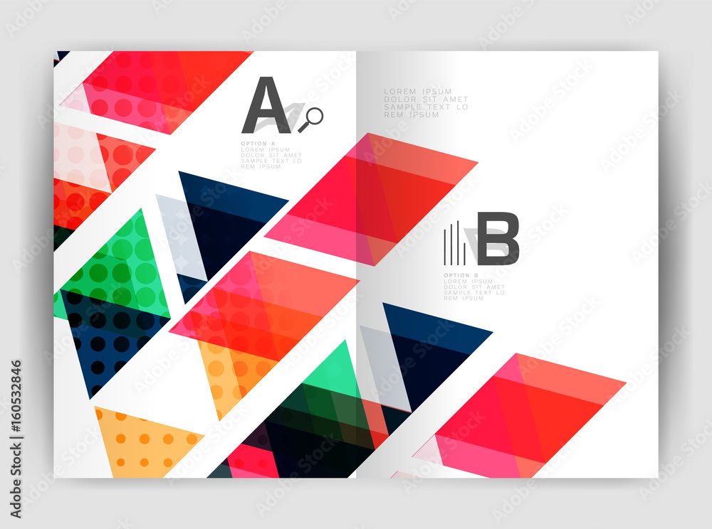 Vector triangle business annual report cover print template