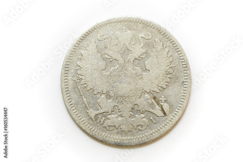 20 kopecks 1870  reverse silver  coin of Russia isolated on white background photo