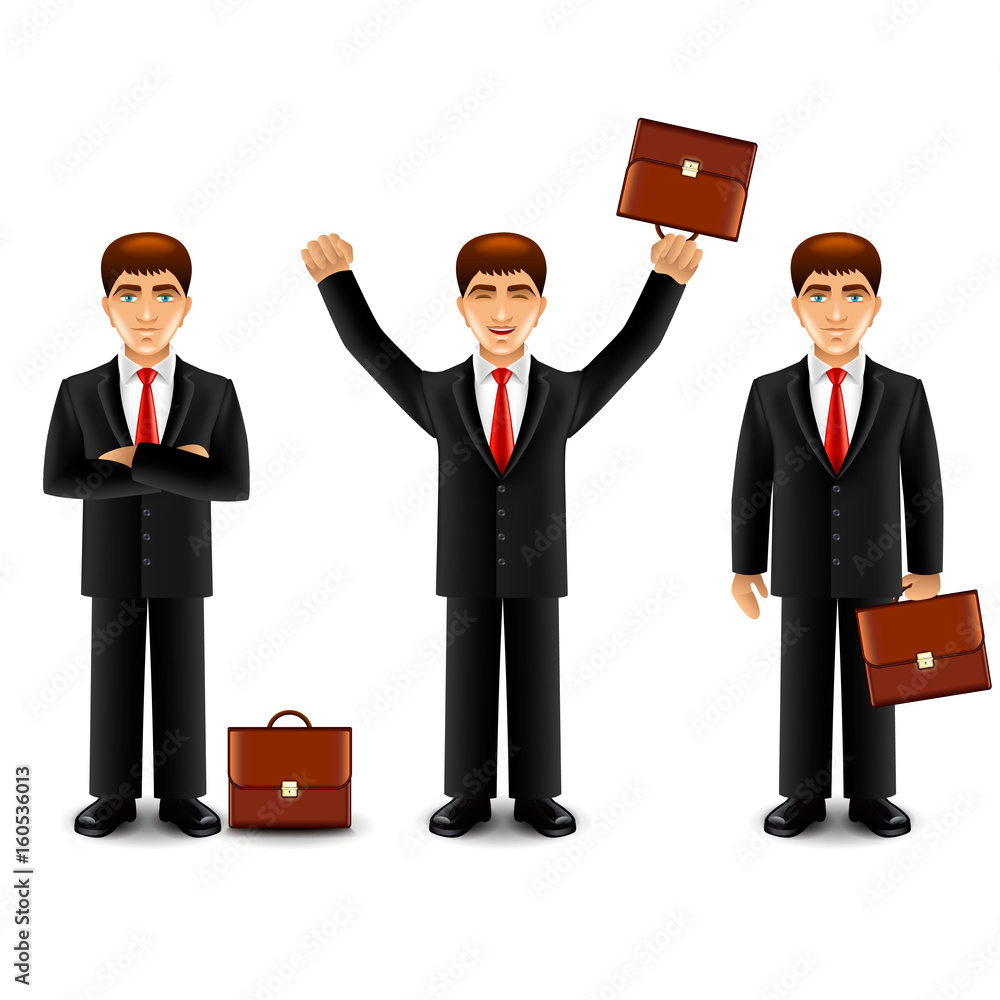 Fotografie Businessman in suit with case isolated vector