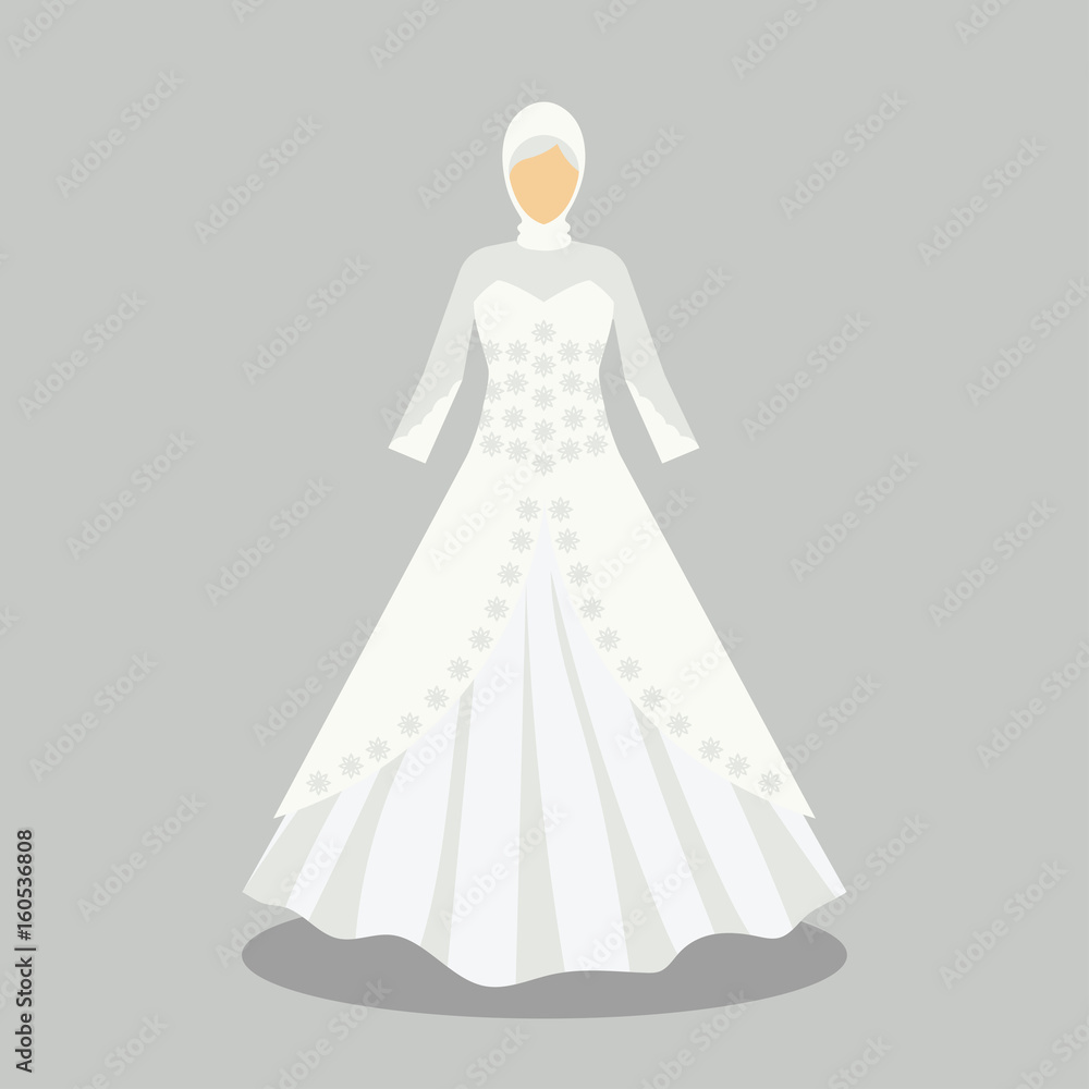 islamic wedding dress for the muslim bride in modern styles. vector illustration islamic wedding dress for the muslim bride in modern styles. vector illustration