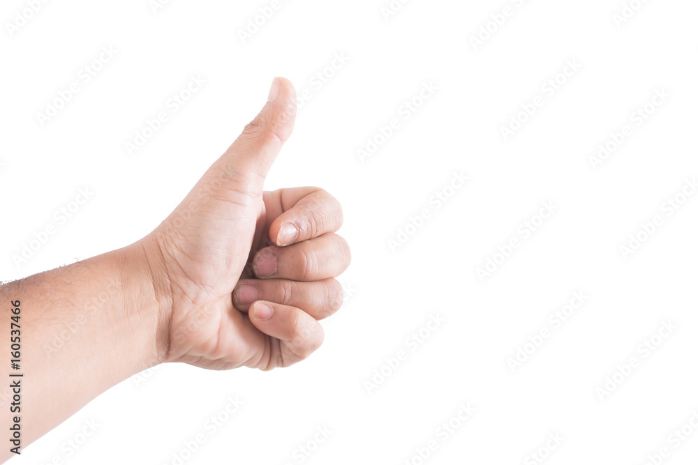 hand thump up sign isolated on white background. hand thump up sign isolated on white background.