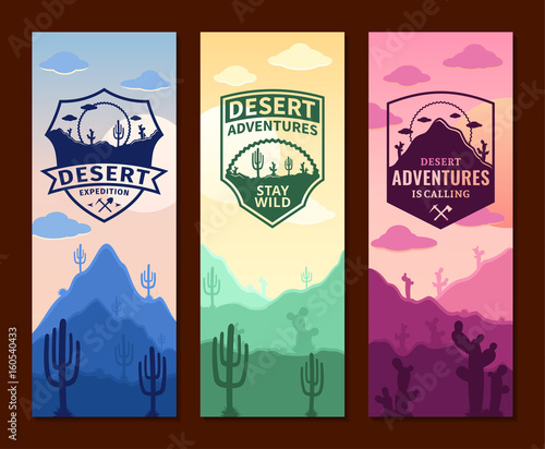 Desert adventures vertical banner set