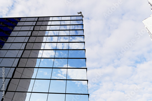 the reflection of the sky mirrored building. High