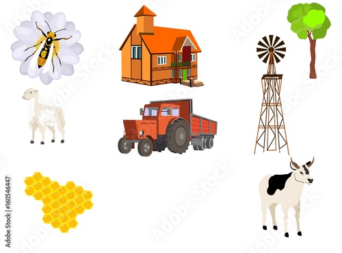 Agroculture elements vector set isolated