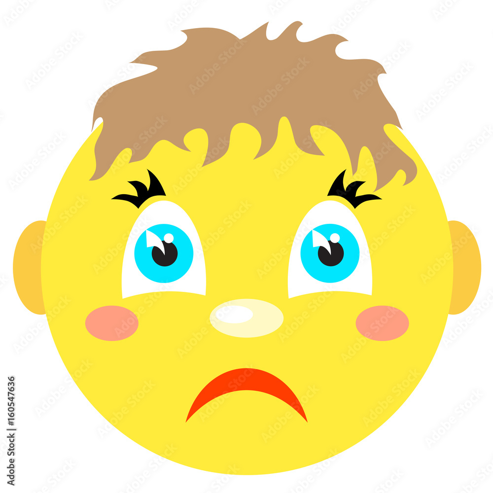 Obraz premium Sad smiley boy. Icons on a white background. 