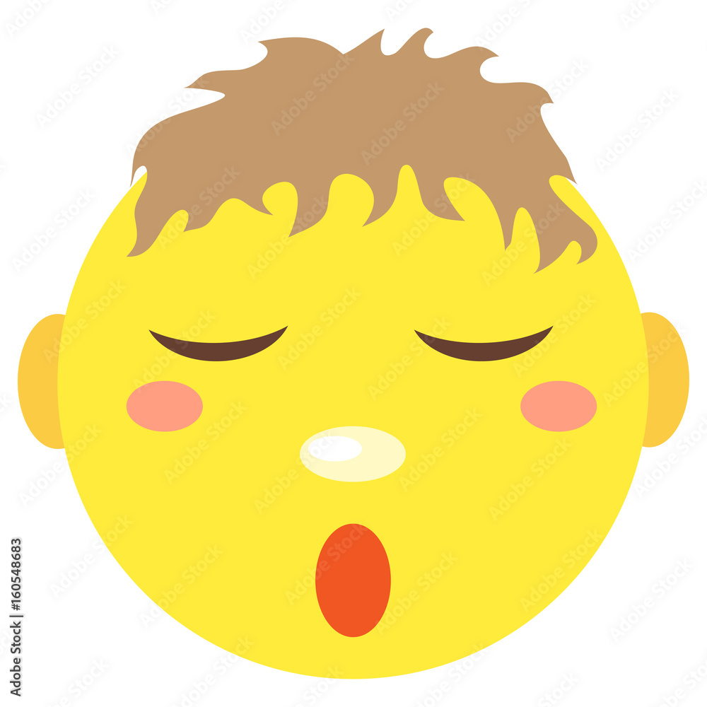 Fototapeta premium Smiley boy sleeps. Icons on a white background. 