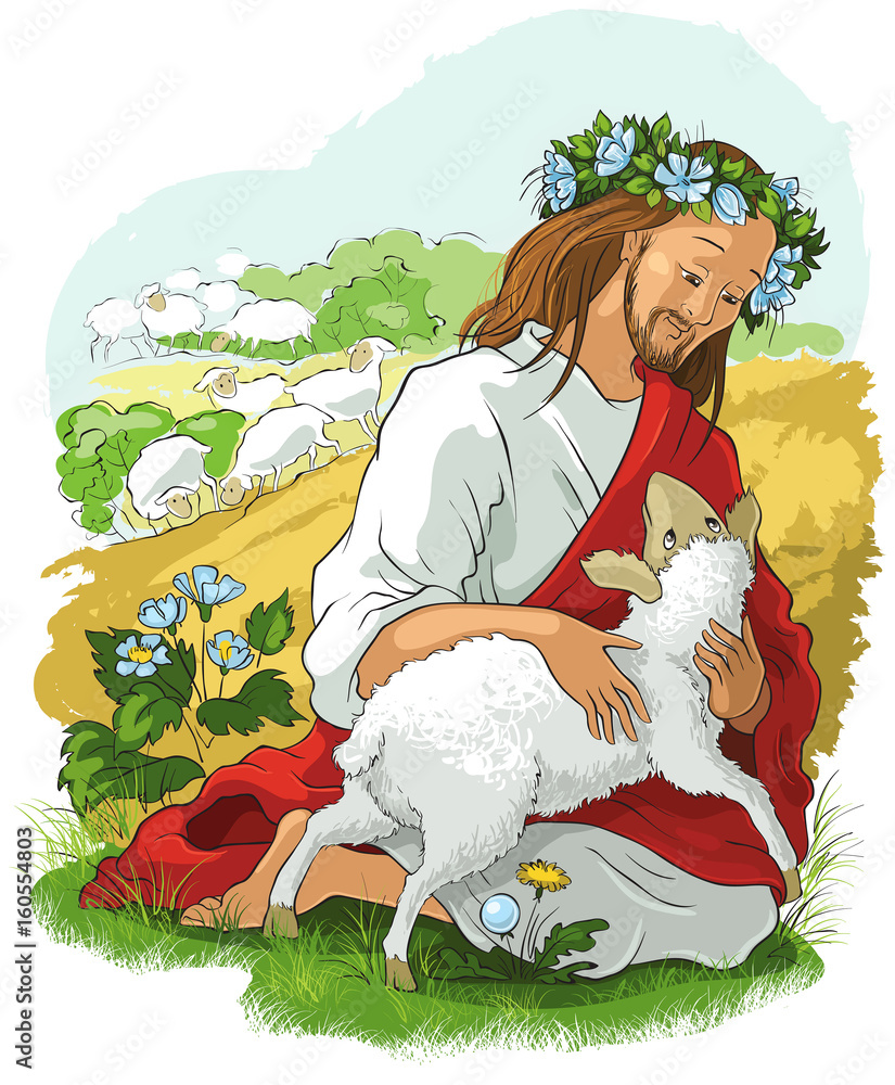 Jesus lamb of God. Christian Easter holiday illustration Stock Vector Adobe Stock