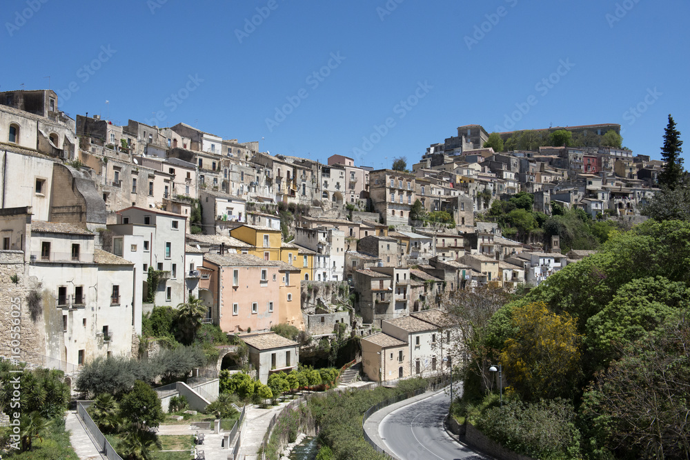 Houses on the hillside at Ragusa Ibla in Sicily