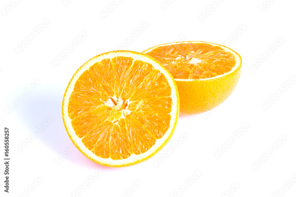 Fototapeta premium Split oranges on white background