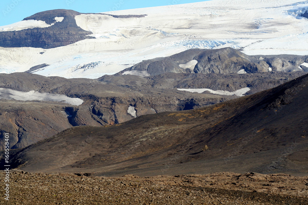View of the Vatnajokull glacier - the largest and most voluminous ice cap in Iceland and one of the largest in Europe