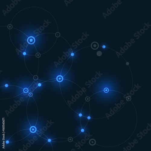 Digital glow effect lines. Circle connect technology illustration