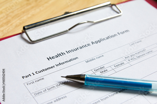 Health insurance form on file wait for filling background