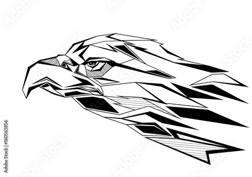 Eagle stylized triangle polygonal model