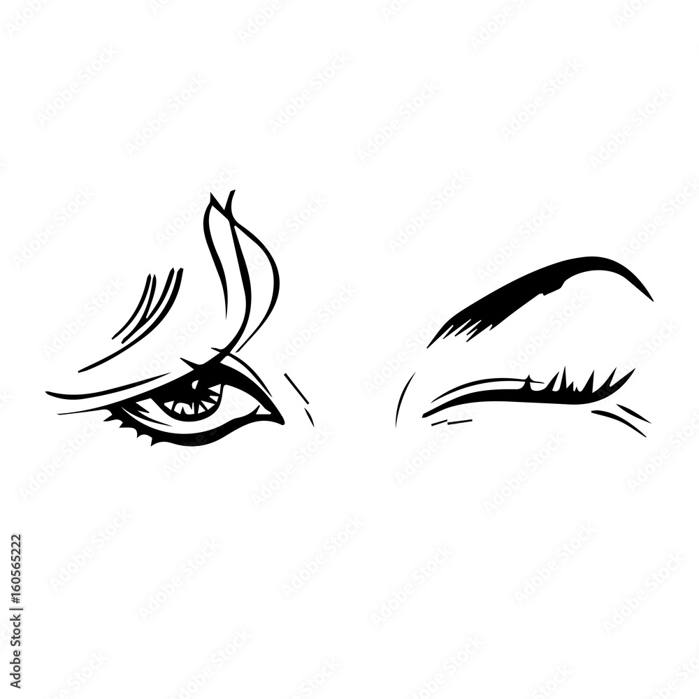 Girl Eyes, Eyes on a White Background. a Glance, a Wink Stock Vector -  Illustration of black, eyesight: 157013383