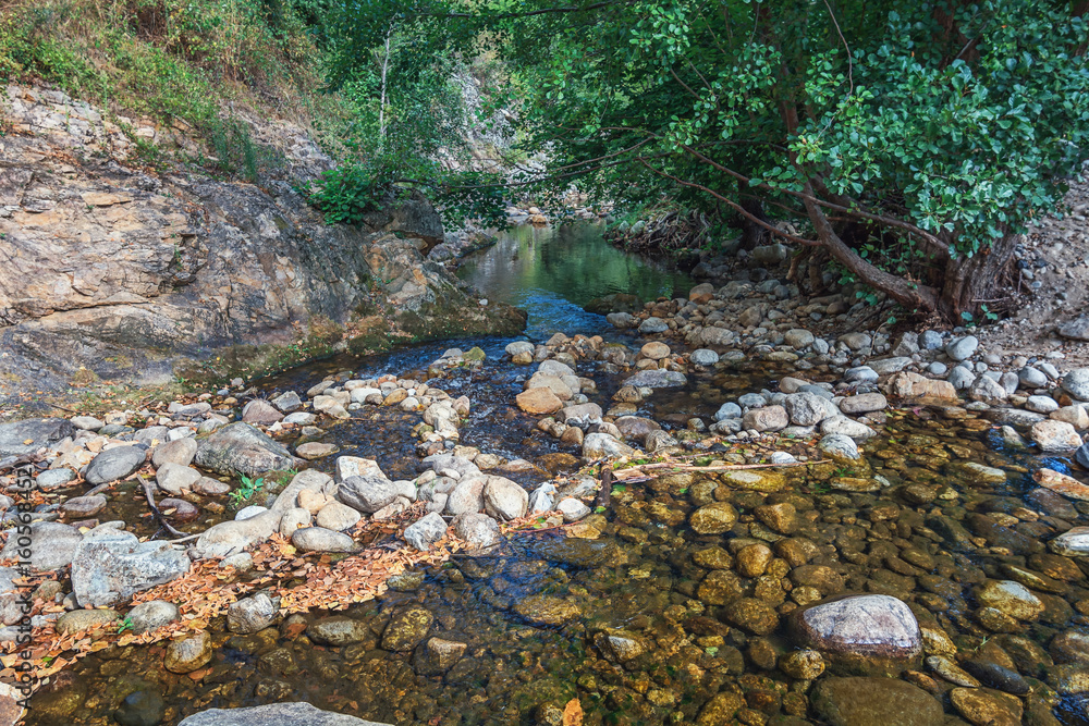 The small rippling side stream of the Ardeche river The small rippling side stream of the Ardeche river