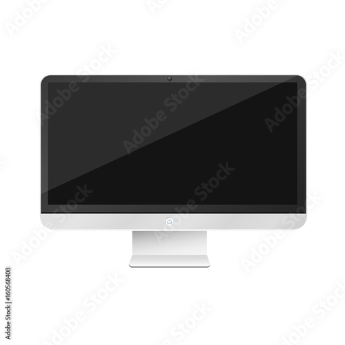 Modern, high-tech computer isolated on white background. Empty monitor screen. Vector illustration. EPS 10