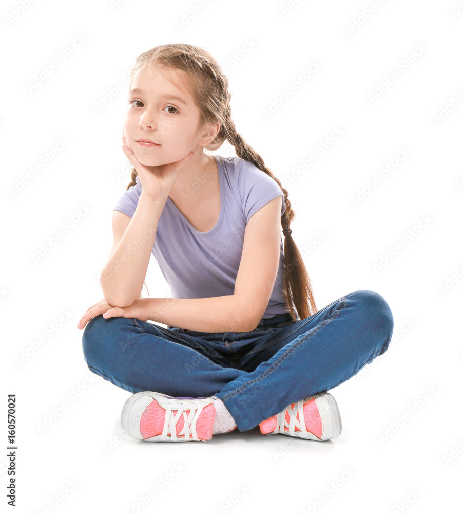 Cute funny girl on white background Cute funny girl on white background
