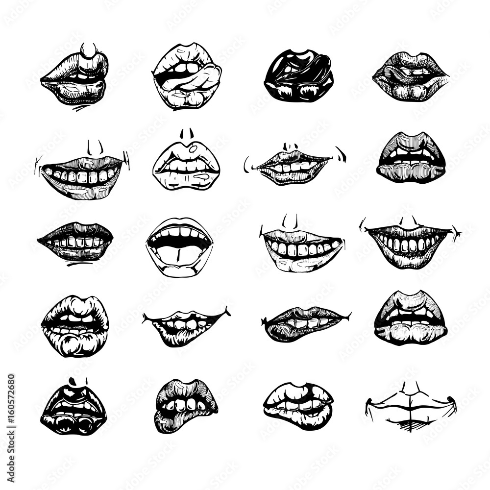 Fototapeta premium Set of sexy woman lips