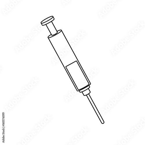 vector colored flat design medical plastic syringe with blue liquid iron needle illustration isolated dark background long shadow