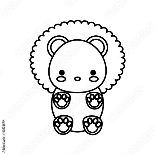 kawaii lion icon over white background vector illustration