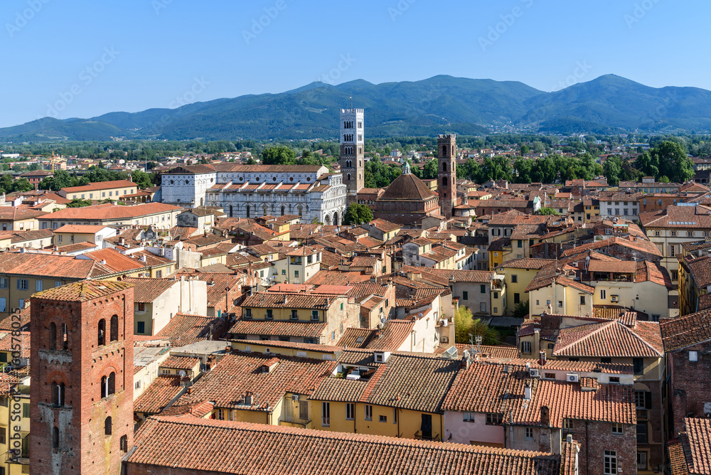 aerial view of Lucca, tuscany, italy