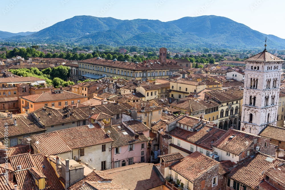aerial view of Lucca, tuscany, italy