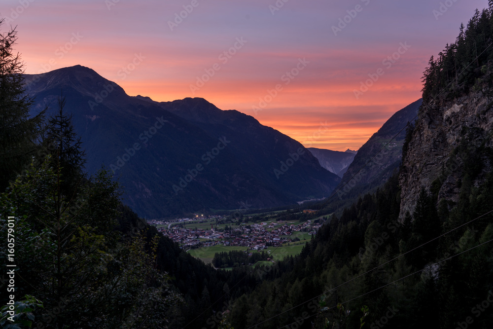 Fototapeta premium Ötztal Valley mountain river. Stuibenfall Waterfall. Österreich, Niederthai, Oetz, Austria, Europe