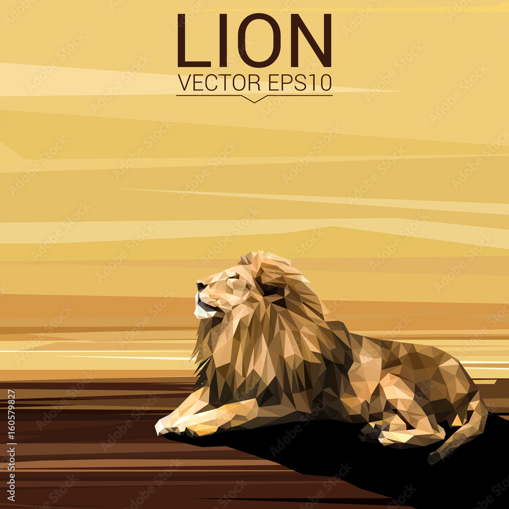 Obraz premium Lion low poly design. Triangle vector illustration.