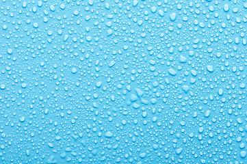 Water drops on a blue background