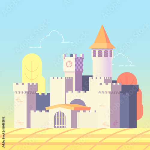 fairytale castle in flat design