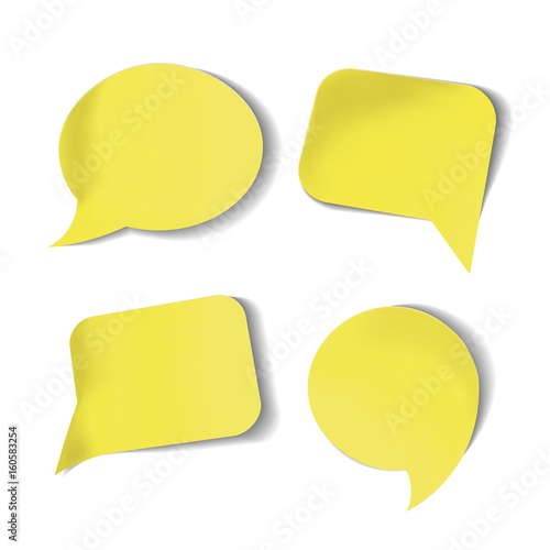 Set of yellow Stick Speech Bubbles Isolated.