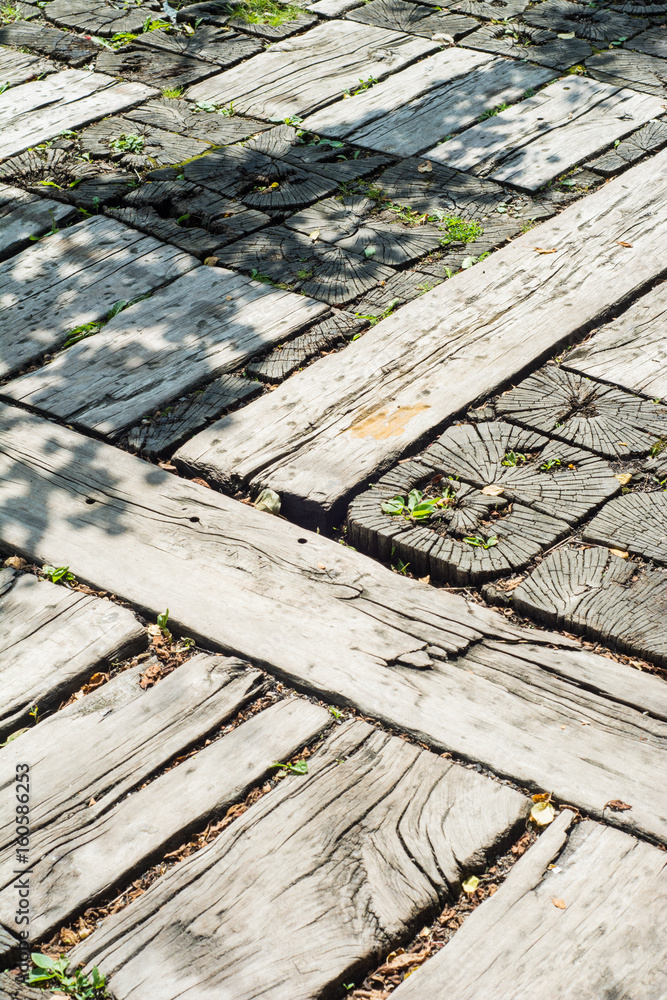 Wooden floor outdoors - nature, grass, backgrounds Wooden floor outdoors - nature, grass, backgrounds