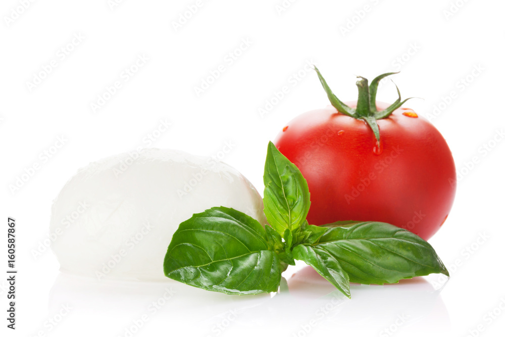 Mozzarella cheese, tomato and basil