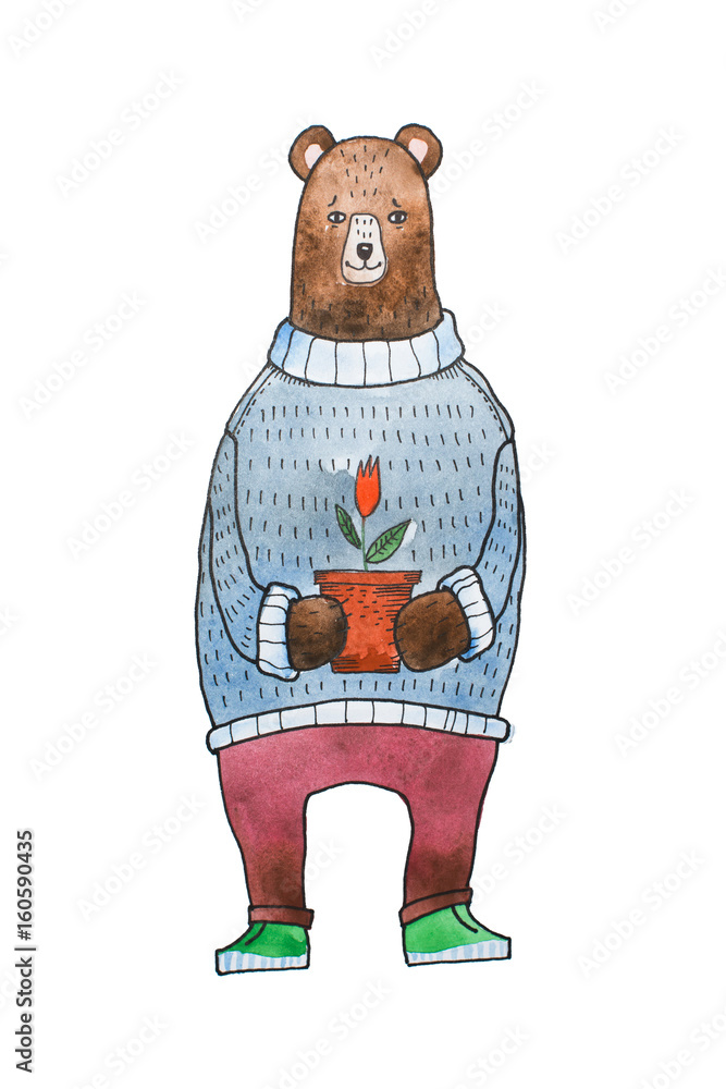 Watercolor illustration for children of 