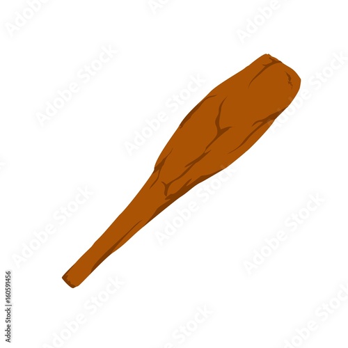 Cudgel or wooden club isolated on white background. Stone age truncheon weapon in flat style. Vector illustration. photo