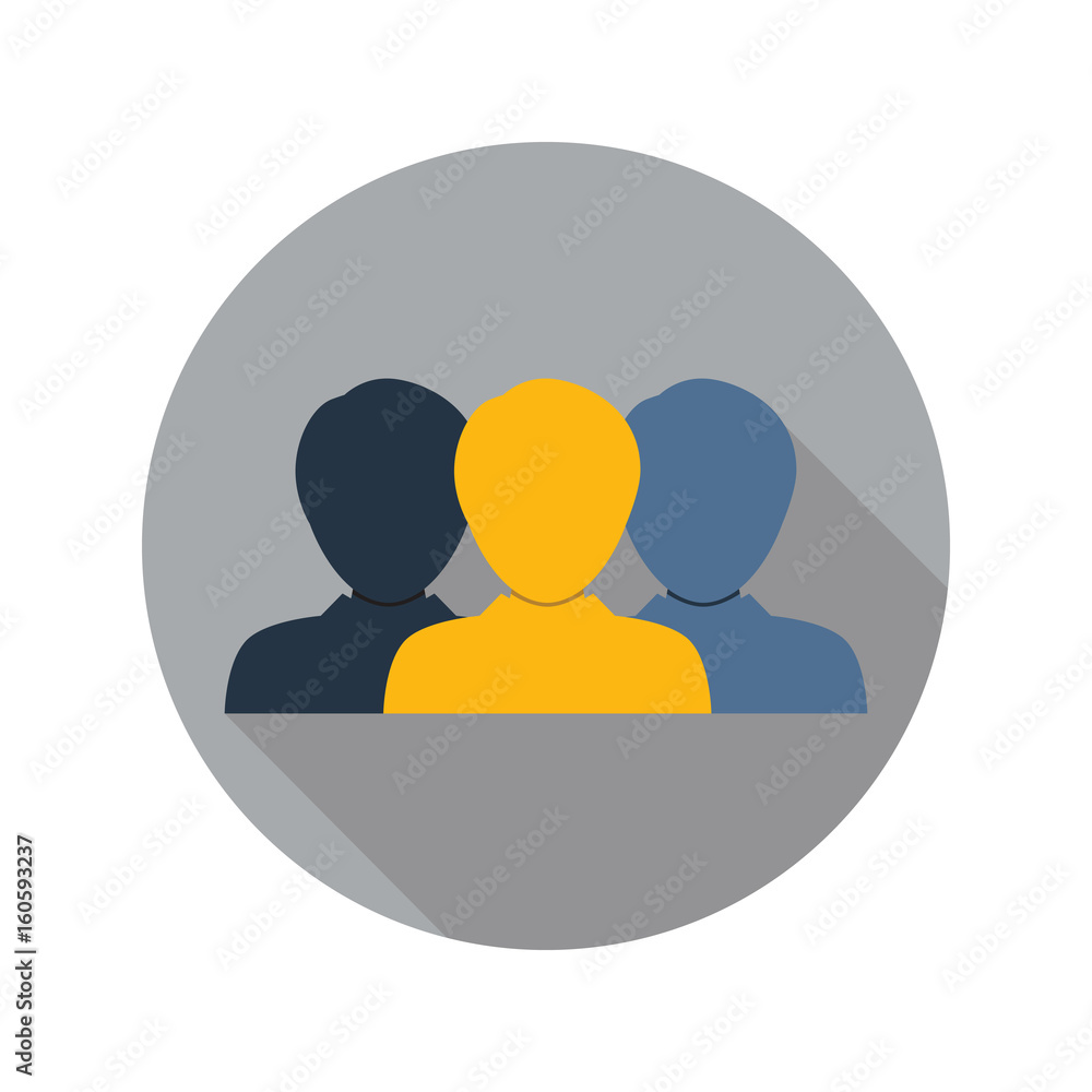 People icon on circle in flat style People icon on circle in flat style