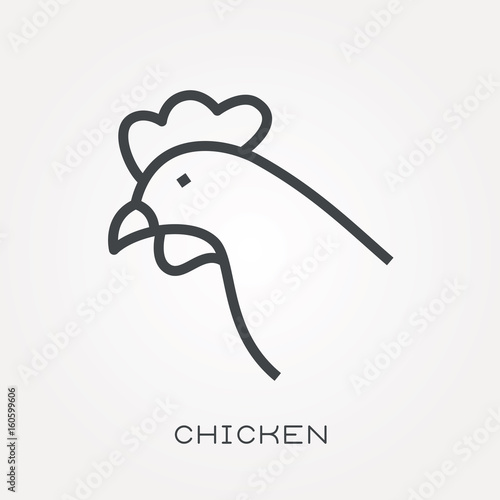 Line icon chicken