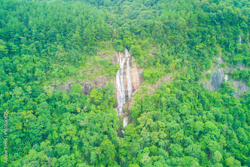 Aerial view of Siriphum waterfall in rainy season at Doi Inthanon national park, Chian Mai, Thailand photo