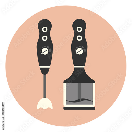 Flat vertical blender icon, monochrome kitchen mixer symbol