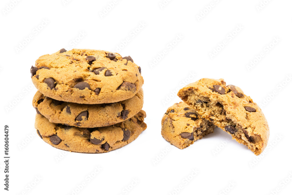 Tasty biscuits with chocolate isolated on a white background Tasty biscuits with chocolate isolated on a white background