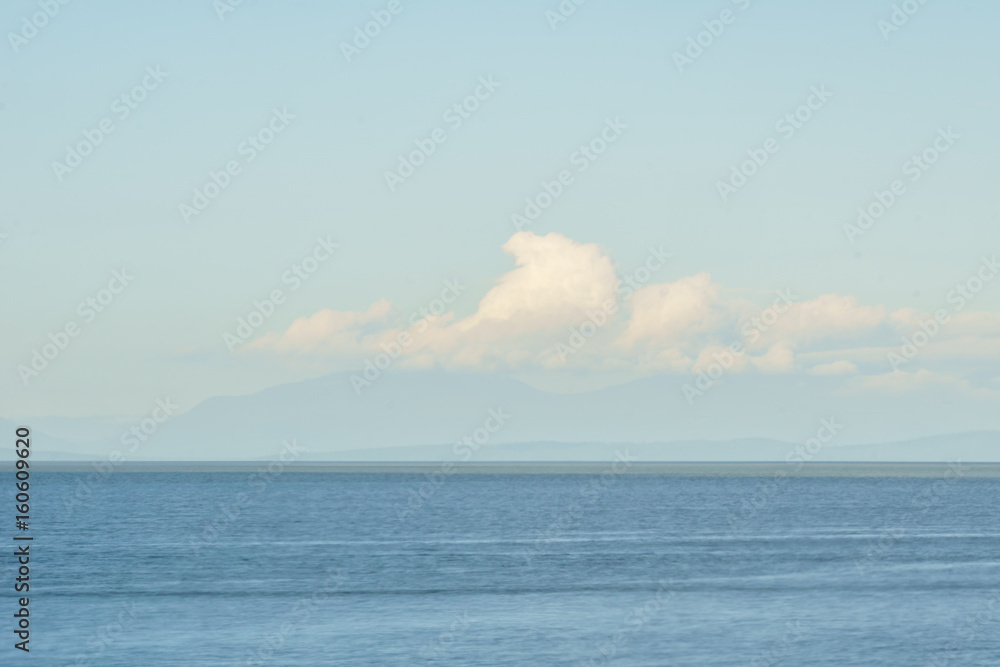 ocean view with blue sky and white clouds