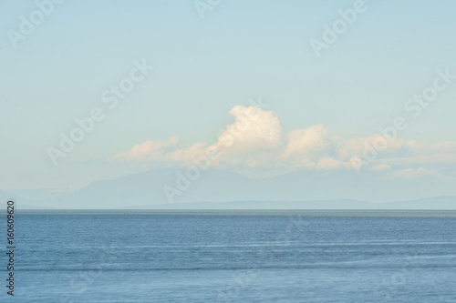 ocean view with blue sky and white clouds