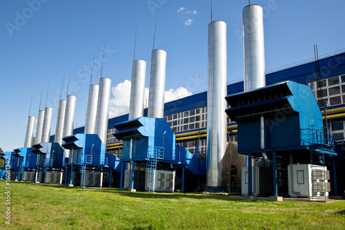 Pipeline gas compressor station on sunshine