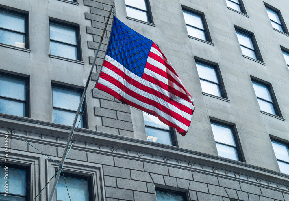 Closeup of the Flag of the United States of America in New York City