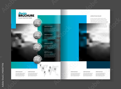 1061528 Abstract business Brochure design vector template in A4 size. Document or book cover. Annual report with photo and text. Simple style brochure. Flyer promotion. Presentation cover