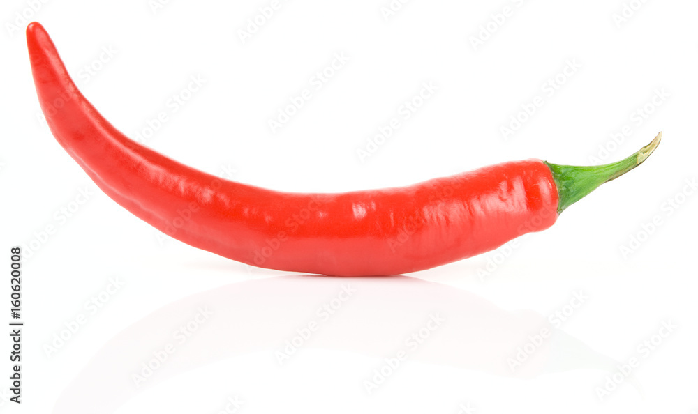 Hot chili pepper on white surface Hot chili pepper on white surface