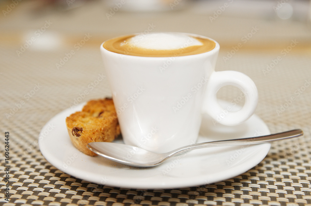 Cup of coffee on a restaurant table Cup of coffee on a restaurant table